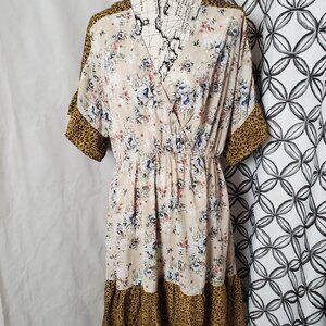 GiGio Ruffled Sleeve Animal Print Floral Dress - Large